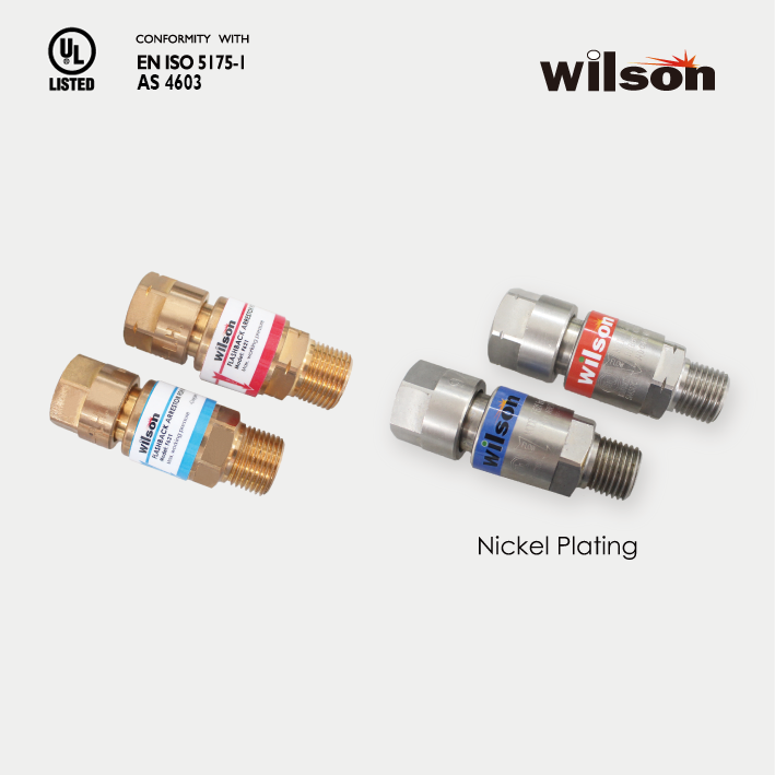Wilson F621 Series Flashback Arrestors for Regulator. UL Listed. EN-ISO 5175-1 & AS 4603.
