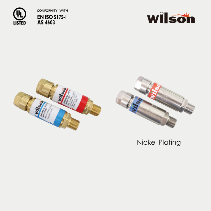 Wilson F628 Series Flashback Arrestors for Regulator. UL Listed. EN-ISO 5175-1 & AS 4603.